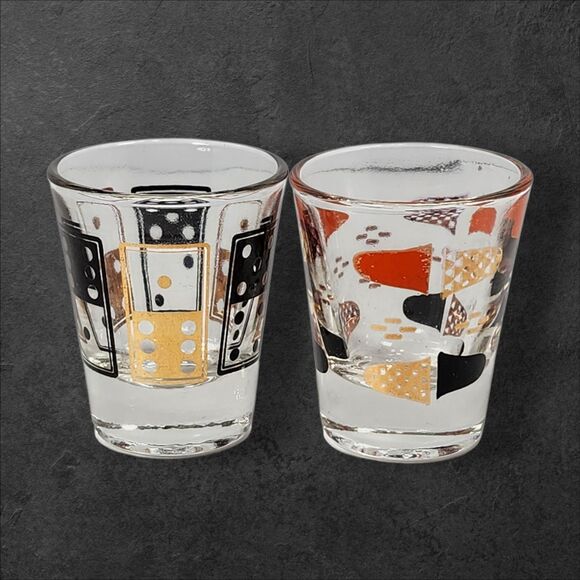 Vintage 2 Anchor Hocking Shot Glasses Mid-Century Barware Mismatched Set MCM - Picture 2 of 10